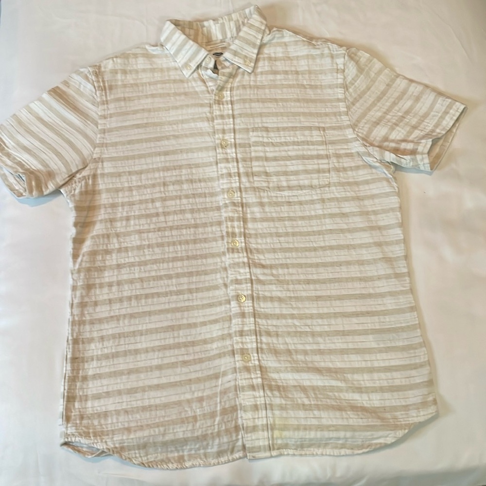 Men’s Old Navy Short-sleeve Striped Button Down Shirt Slim Fit Medium